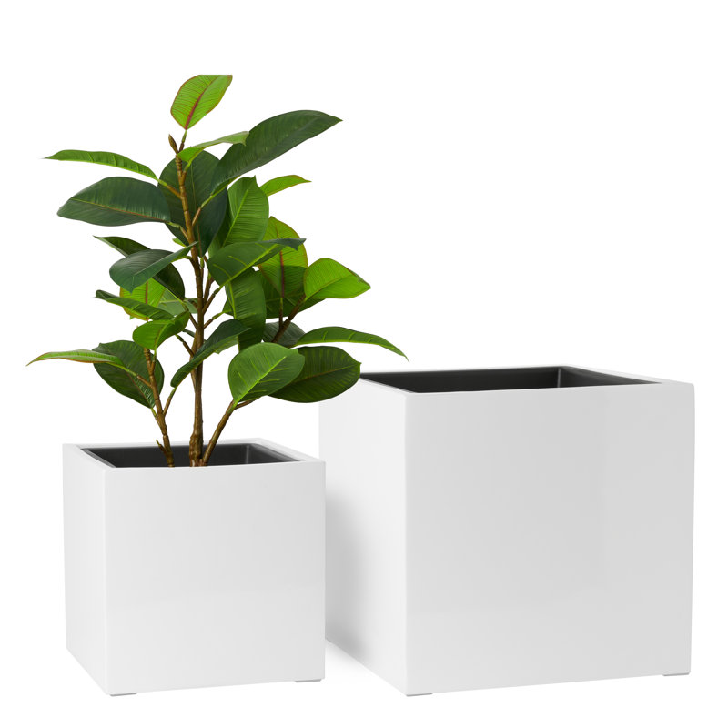 Ensemble de pots à fleurs faits à la main 2 pièces Wonya, Blanc