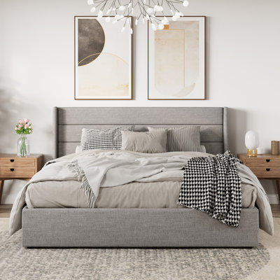 Braya Hydraulic Lift Up Storage Upholstered Platform Bed