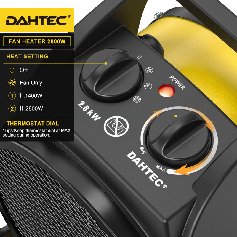DAHTEC Fan Heaters (2000W to 2800W) - Energy Efficiency Class A - For economical comfort from home to industrial environments.
