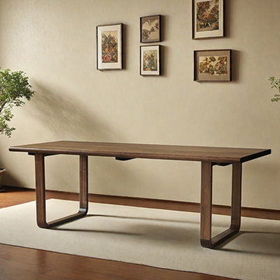 Solid Wood Dining Table Thickened Top Wide Legs