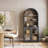 71" Tall Arched Bookshelf with Glass Doors, Set of 2, Ebony-1986716427