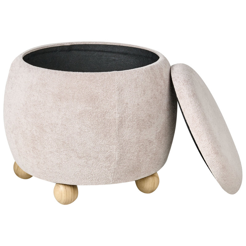 40cm Wide Round Solid Colour Pouffe Ottoman with Storage, Beige
