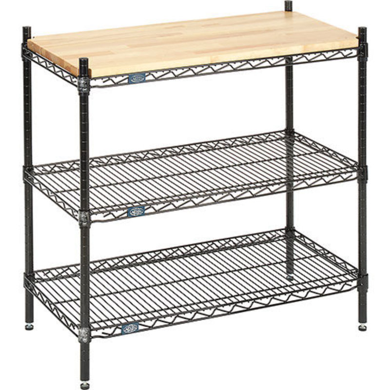 Présentoir à 3 niveaux en bois, H 34 po x l 48 po x P 14 po, Noir