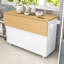 Îlot de cuisine en bois avec tiroirs de rangement, tablettes, station de charge et abattant-1735085536