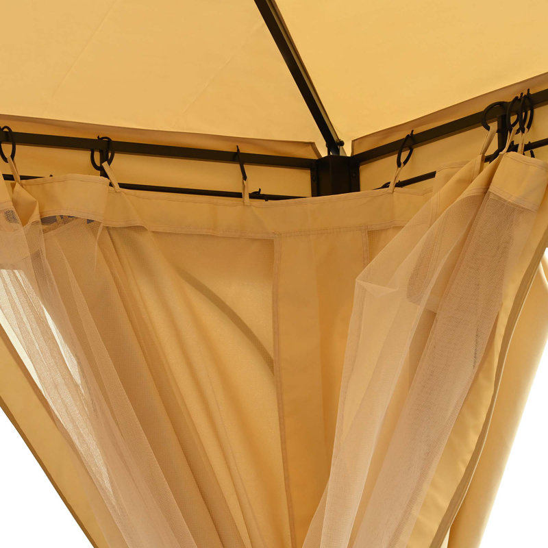 Outdoor Gazebo Tent With Double Roofs, Mosquito Netting & Privacy Screens, Beige