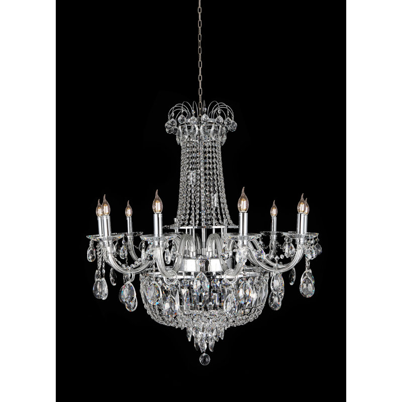 Golbahar 20 - Light Crystal Dimmable Tiered Chandelier, Silver