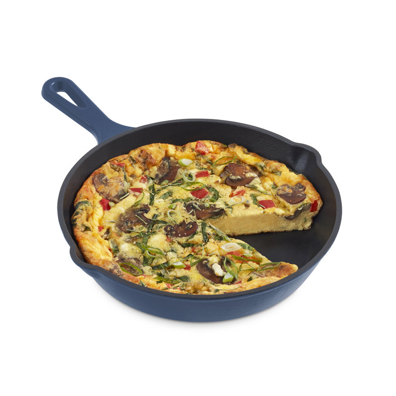 Blue 9.5" Cast Iron Skillet with Ceramic Nonstick Coating