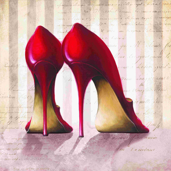 House of Hampton® Red Heels Striped On Canvas Print | Wayfair