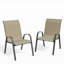 Fauteuils de jardin modernes kaki avec assise en toile respirante, structure en fer thermolaqué, empilables, ensemble de 2-1493068936