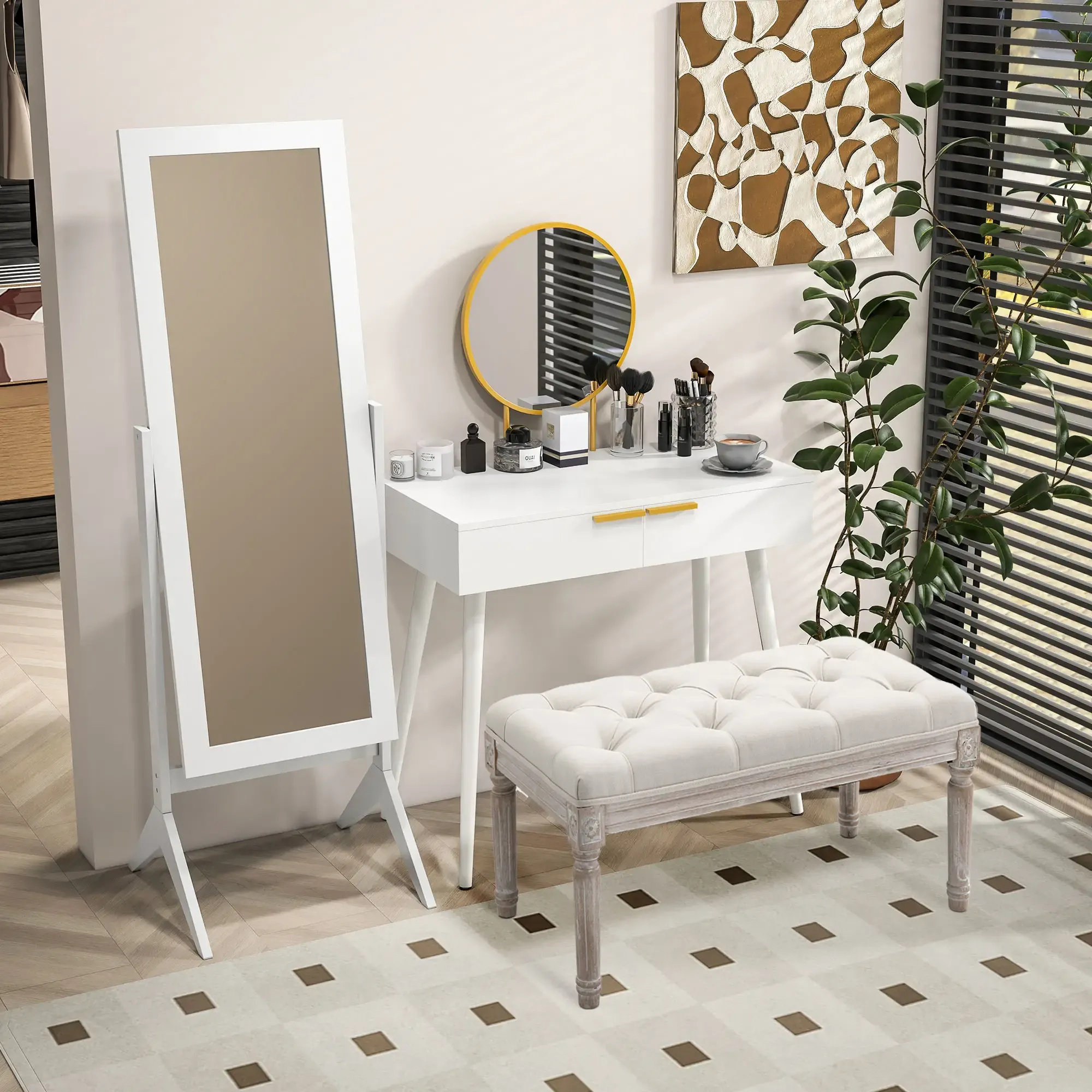 Fairmont Park Elegant Dressing Table, With Round Mirror | Wayfair.ie