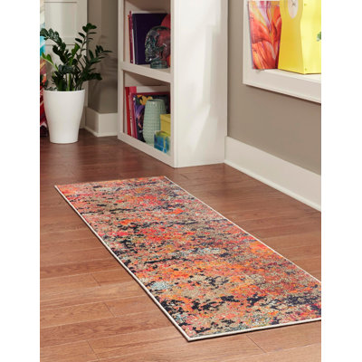 Washable Abstract Indoor Rug