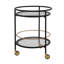 Chariot-bar rond moderne avec tablettes en verre trempé et accents dorés-1301918663