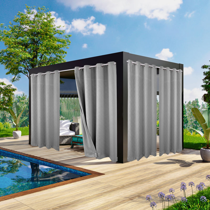 Rideau de terrasse extérieur imperméable Lakyshia, L 52 po x L 94 po, Gris
