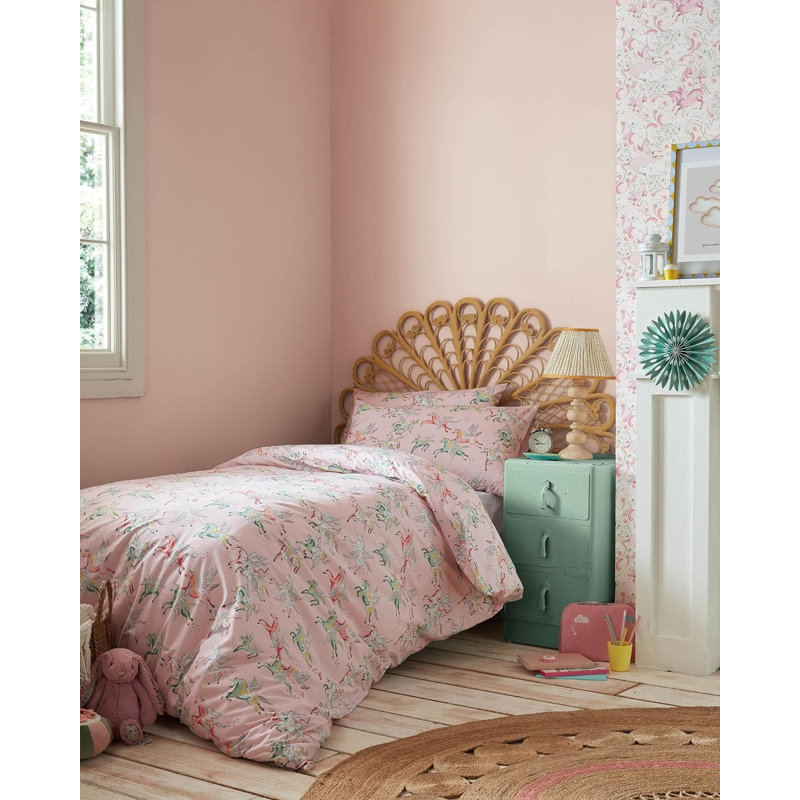 Cath Kidston Painted Unicorn Pink Single Duvet Cover Set - AW, Single - 1 Standard Pillowcase