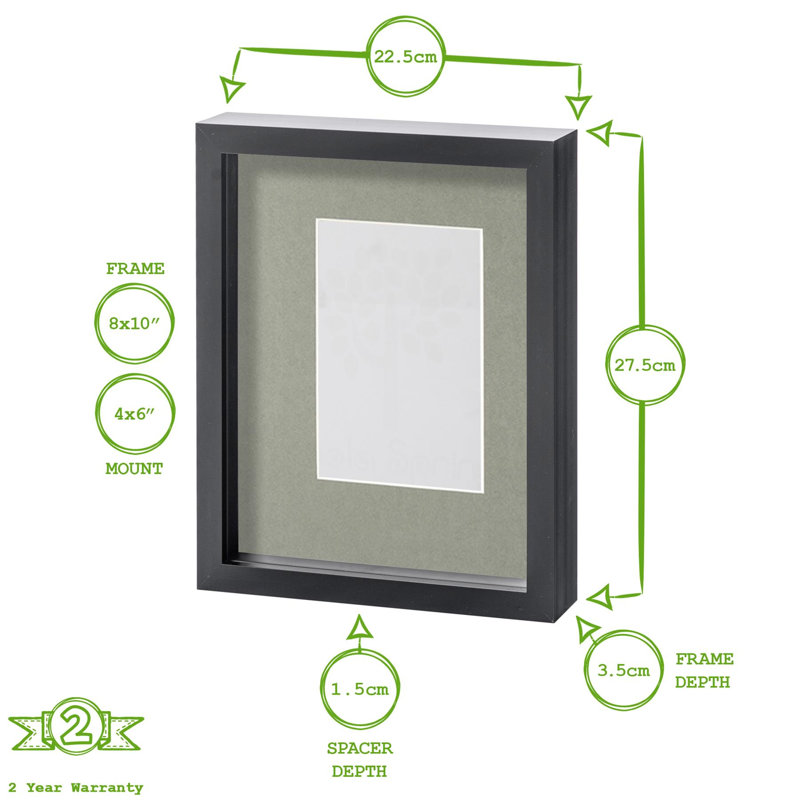 Nicola Spring - 8" x 10" White 3D Box Photo Frames - 4" x 6" Mount - Ivory