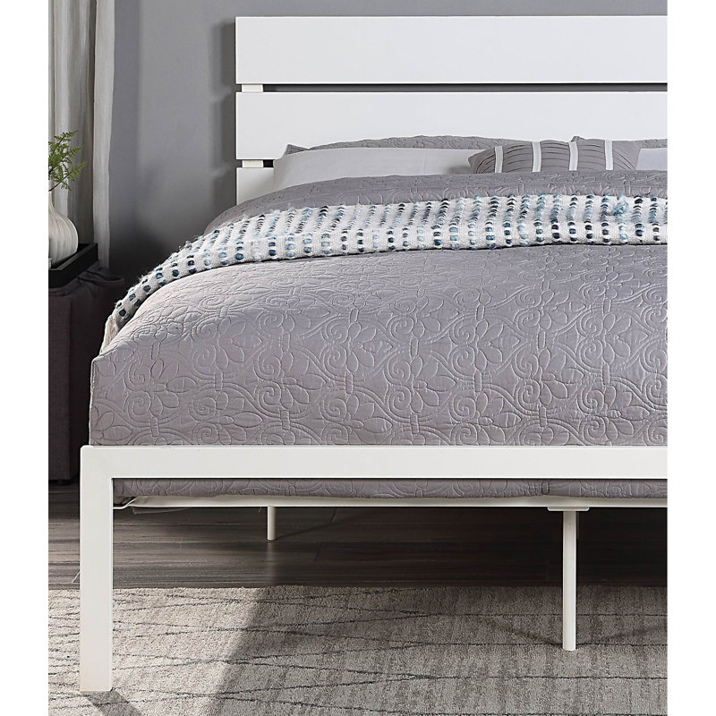 Tavraj Metal Platform Bed, Queen, White