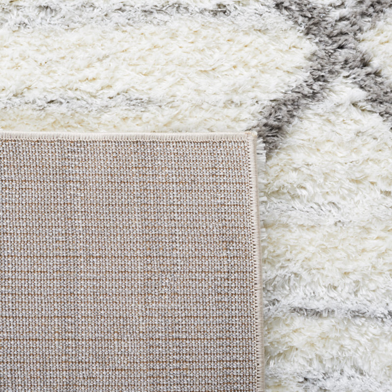 Tahoe Gray and White Geometric Shag Area Rug