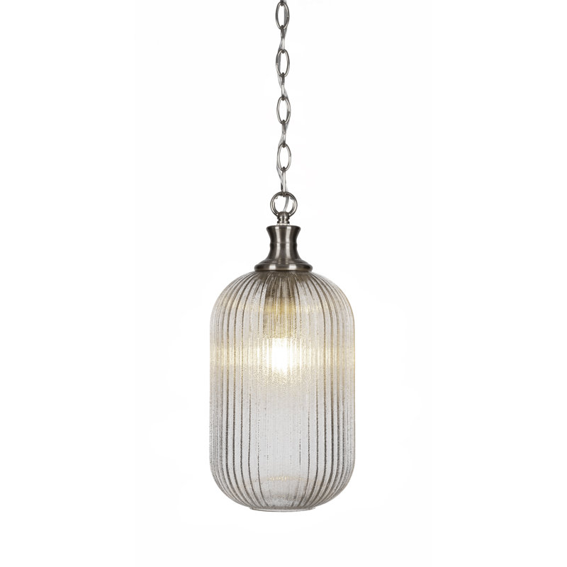 Luminaire suspendu 1 lumière Carina, Nickel brossé, H 17,5 po x l 8,25 po x P 8,25