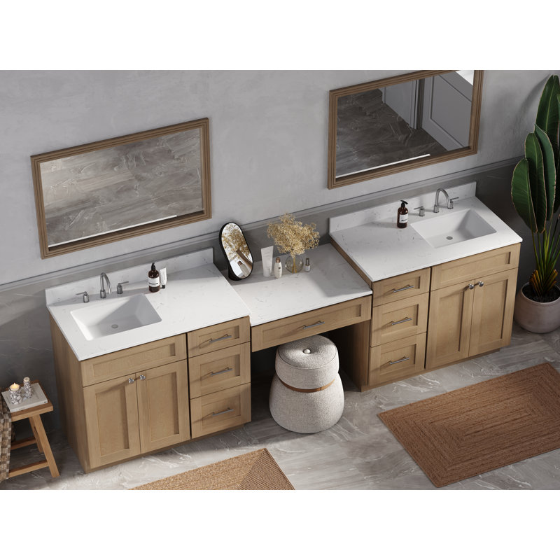 Meuble-lavabo double 108 po Disar, Chêne naturel