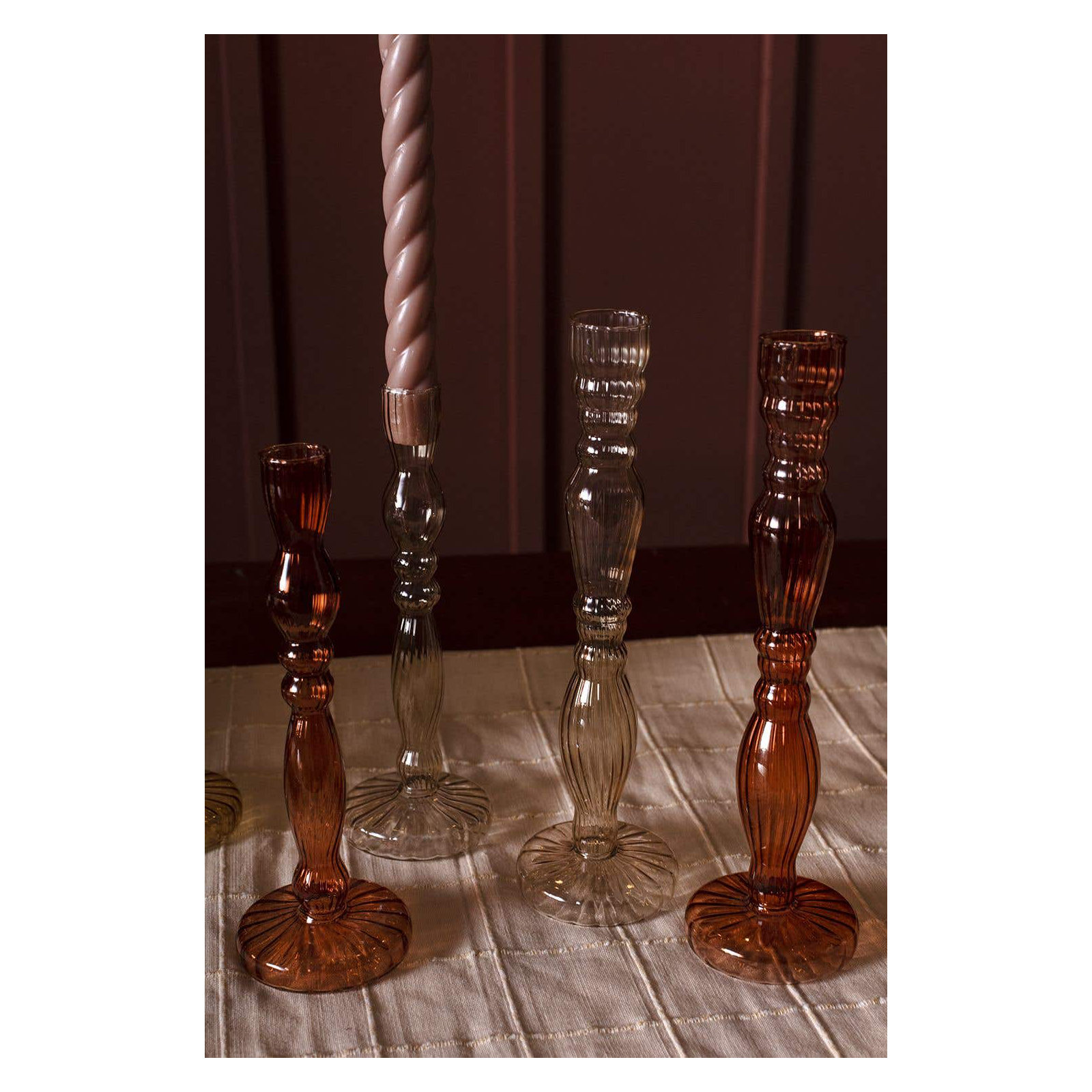 Marajo Candlestick, Amber, 9.75" H x 2.75" W x 2.75" D