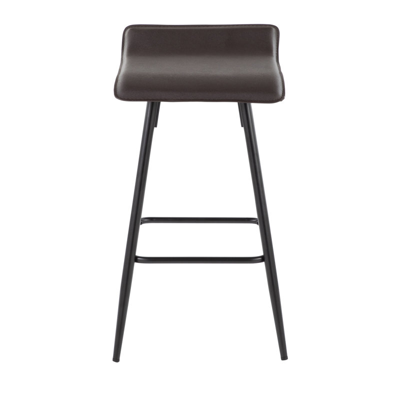 Kalsum Upholstered Counter Stool with Metal Frame, Espresso, Counter Stool (26” Seat Height)