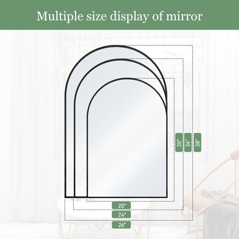 Miroir de salle de bain Yazlen Cornelia, Noir, 36 po x 24 po
