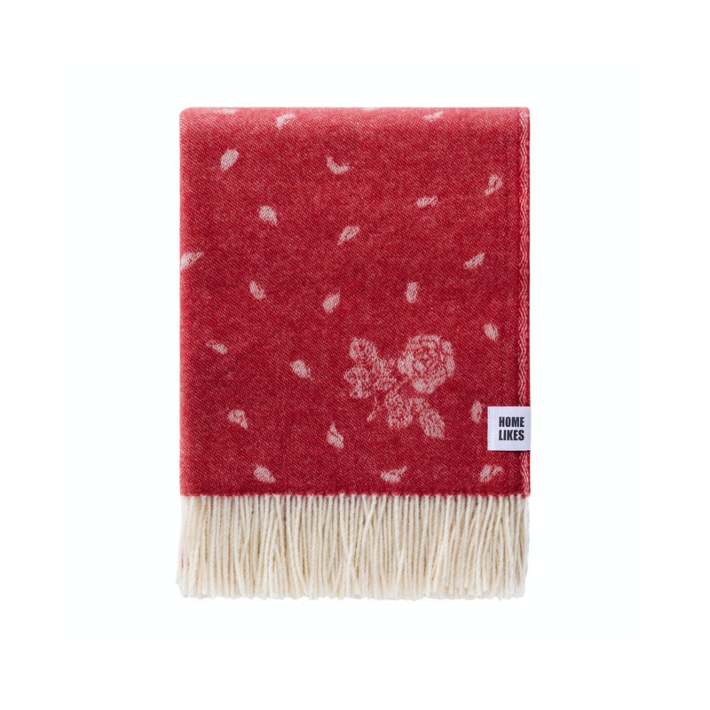 Red Hearts Recycled Merino Wool Throw