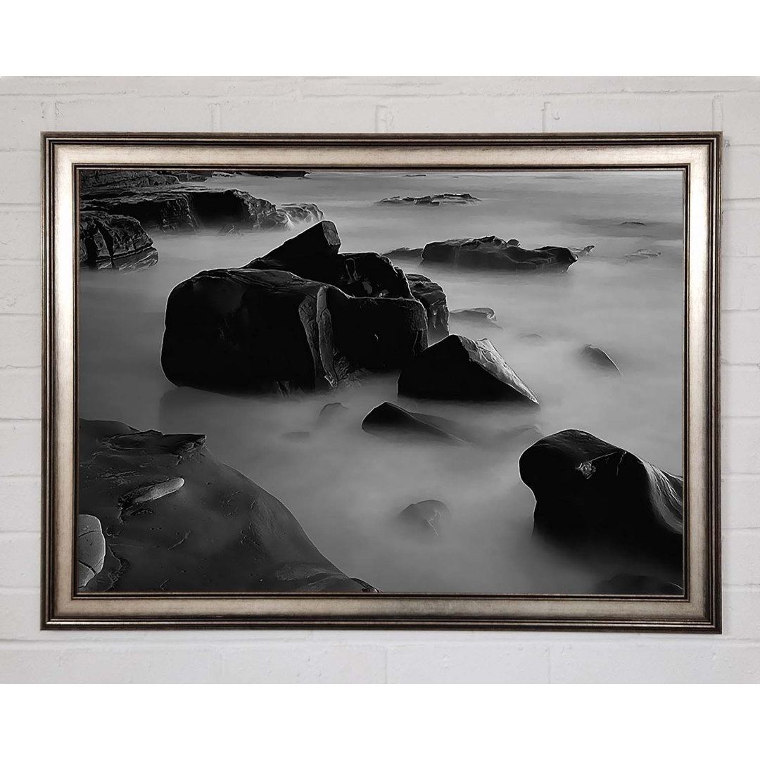 Ocean Rock Serenity B and W - Einzelner Bilderrahmen Kunstdrucke