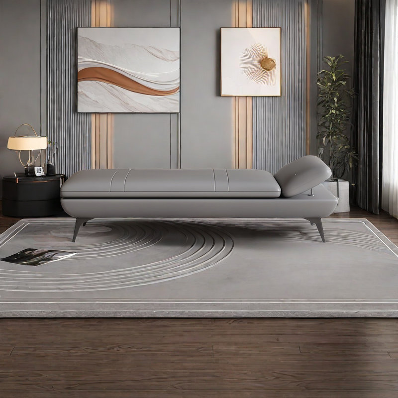 Banc rembourré en cuir de vache Ritvi,  H 16,92 po x l 68,89 po x P 19,68 po, Gris