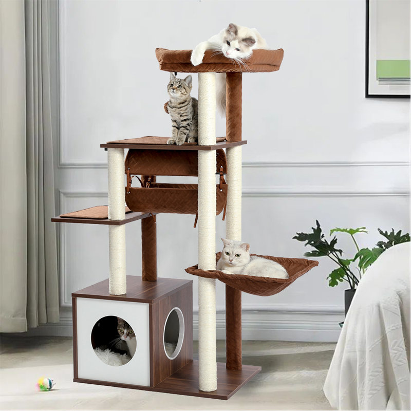51" Ardhan Cool Luxury Cat Tree, Dark Brown