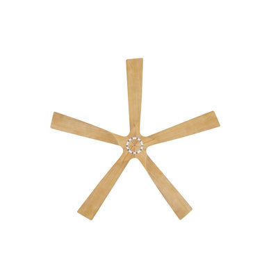 52 In. Indoor Flush Mount Ceiling Fan Without Light, 5 Solid Wood Blades,white And Natural Wood Grain