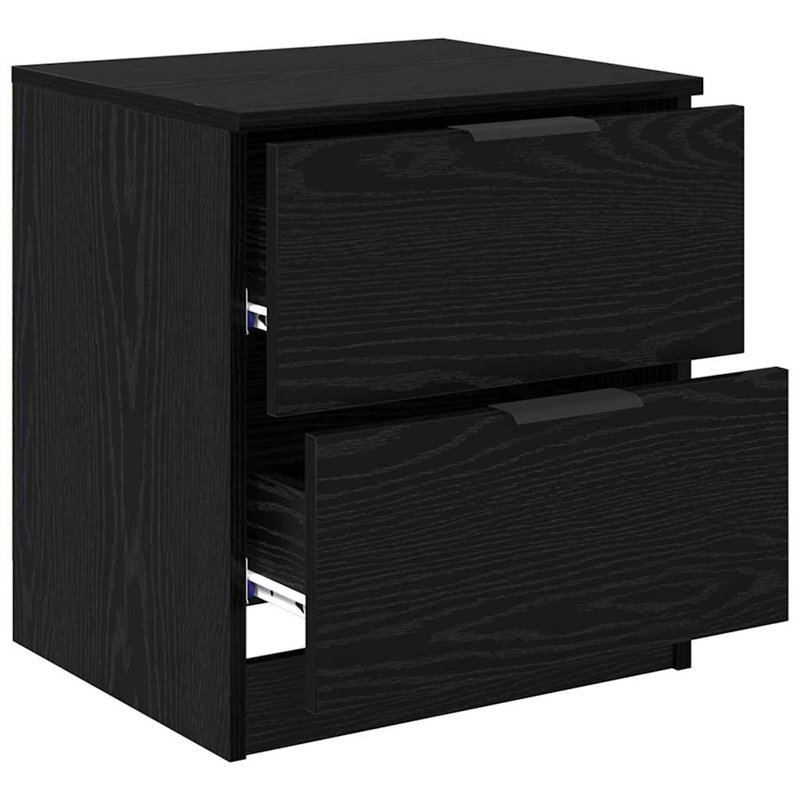 45cm W Manufactured Wood Bedside Table, Black Oak
