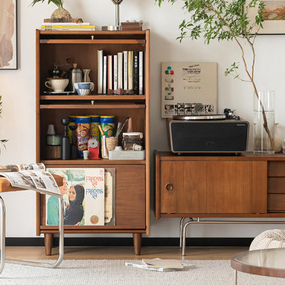 Japanese Retro Glass Accent Cabinet