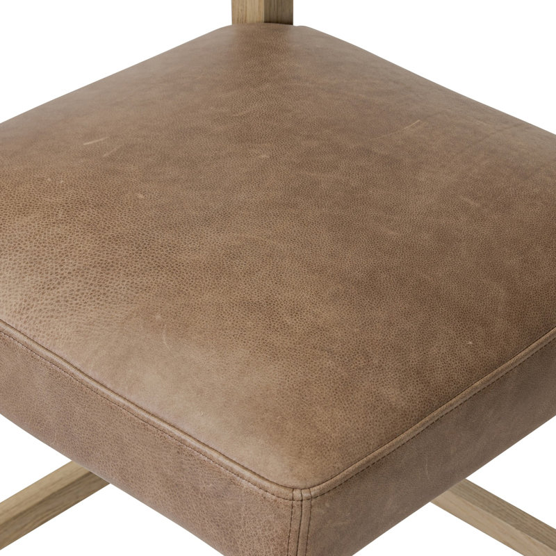 Ferris Stool, Light Oak, Palermo Cigar/Genuine Leather, Bar Stool (29.92" Seat Height)