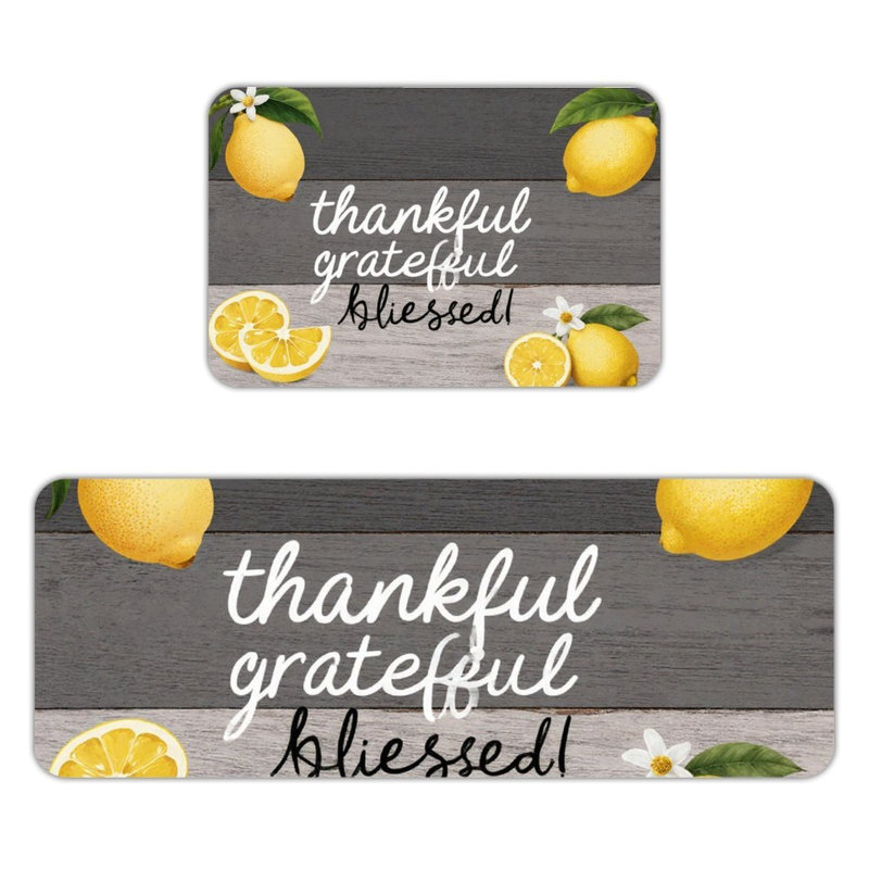 Ensemble de 2 tapis de cuisine «Thankful Grateful»