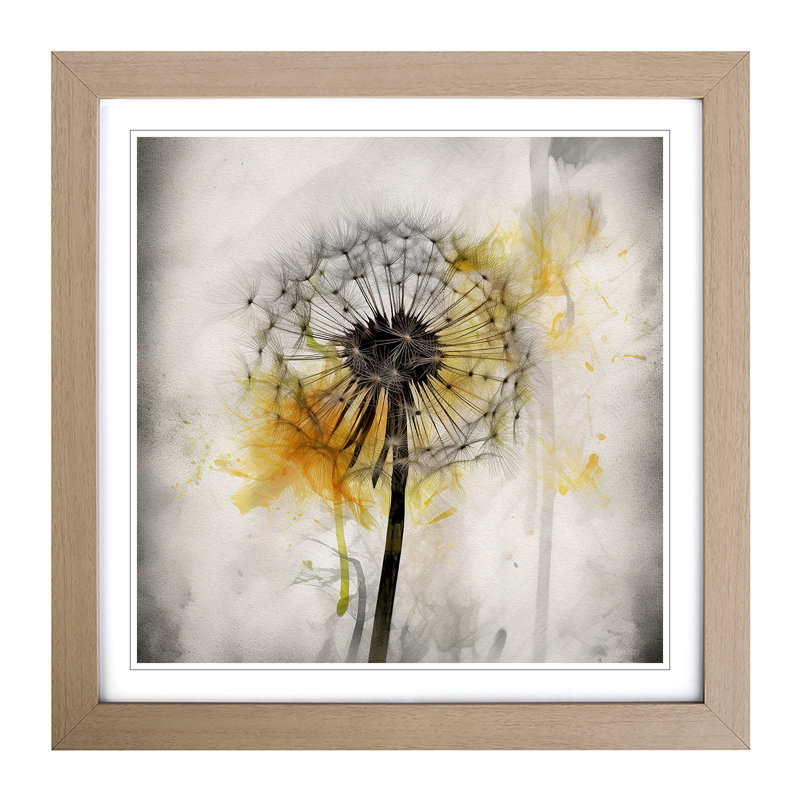 Dandelion Gestural Art No.1 - Framed Print, Oak