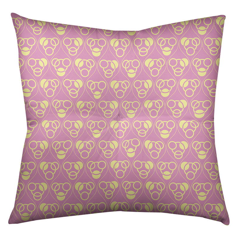 Coussin de sol classique à motif de cercles et de vagues, 26 po x 26 po, Rose/jaune