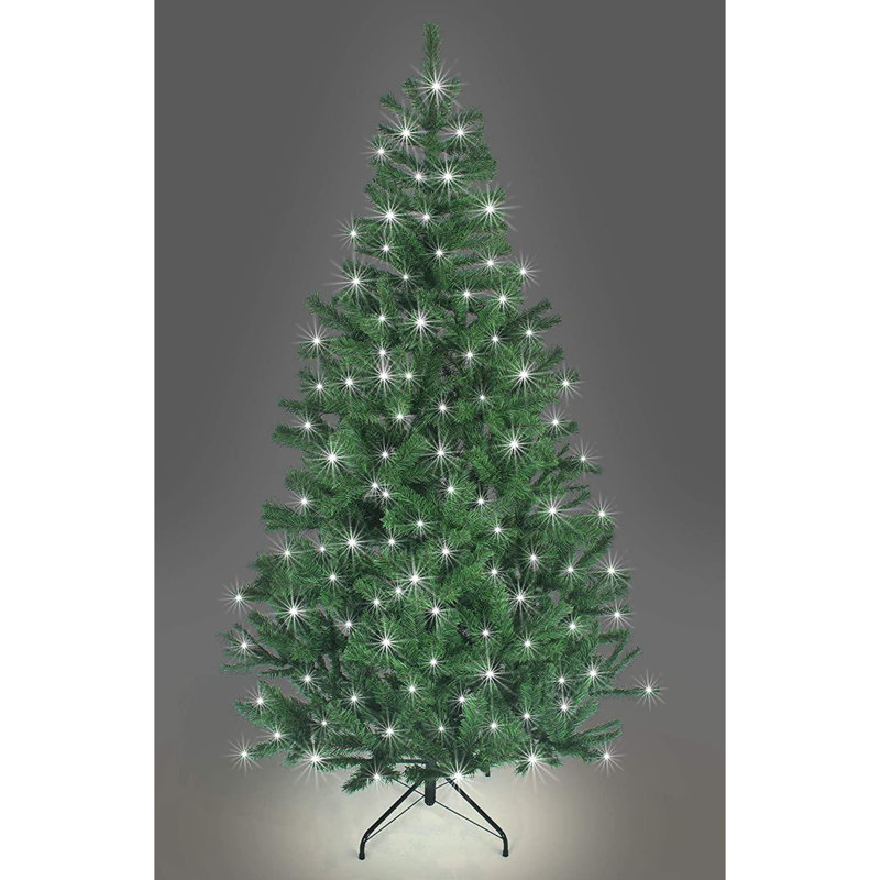 180cm Pre Lit Alaskan Pine Artificial Green Christmas Tree, Cool White