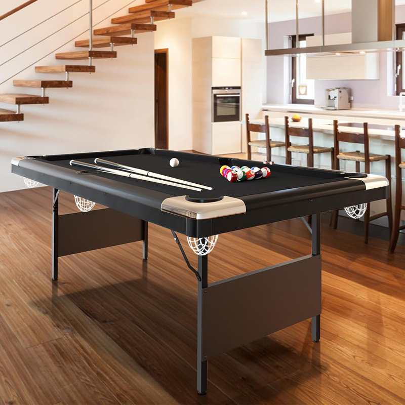 Table de billard 7In, table de billard pliable portable, tables de billard pour lit double, comprend un ensemble complet de boules de billard, queues de billard, craie et brosse pour salle de jeux familiale