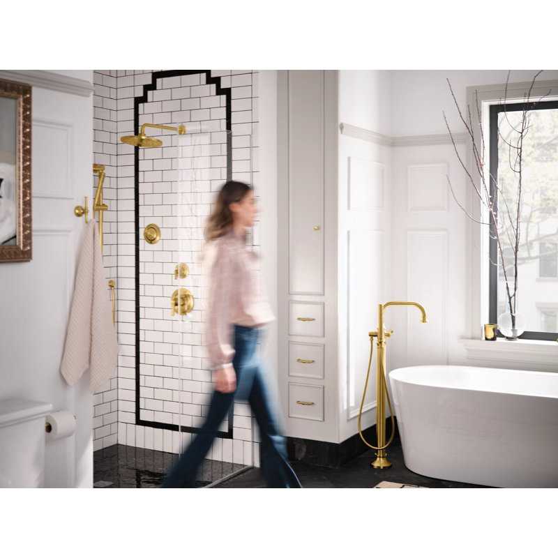 Waterhill Rain Fixed Shower Head with Immersion, Brushed Gold
