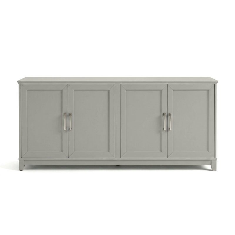 Meuble télé en bois massif à 4 portes Martha Stewart Bedford, Gris