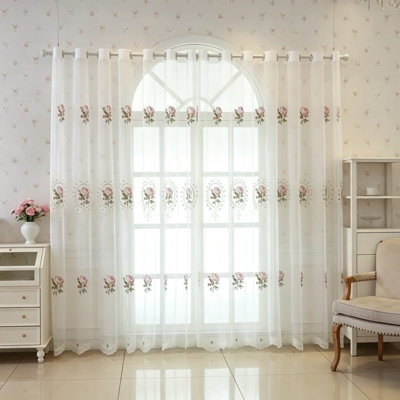 2 panneaux de rideau en tulle brodé American Luxury