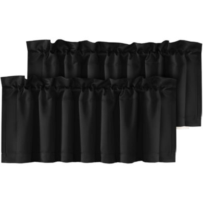 2 Panels Blackout Curtain Valances For Kitchen Windows/Bathroom/Living Room/Bedroom Privacy Decorative Rod Pocket Short Window Valance Curtains, 52" W X 18" L