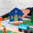 2-in-1 Wooden Activity Table with Board, Train Set and 195 Bricks-15425798