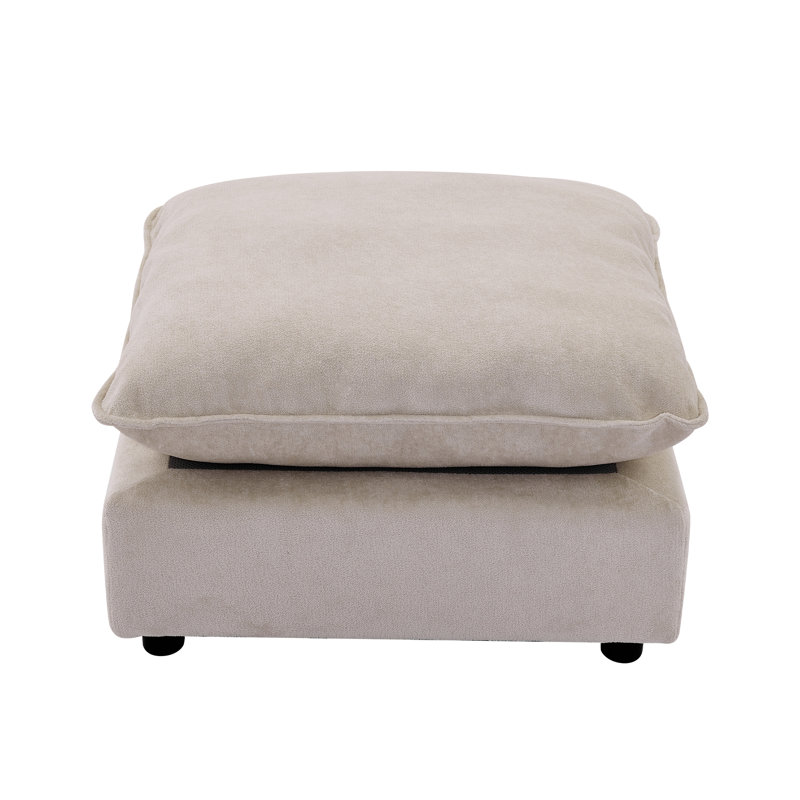 31.5“ Heffernan Ottoman Modular Sectional Sofa, Beige Chenille