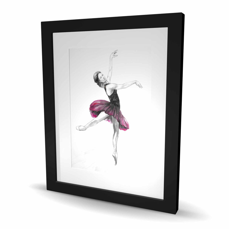 Petite ballerine rose, reproduction encadrée - Sports et jeux, Noir