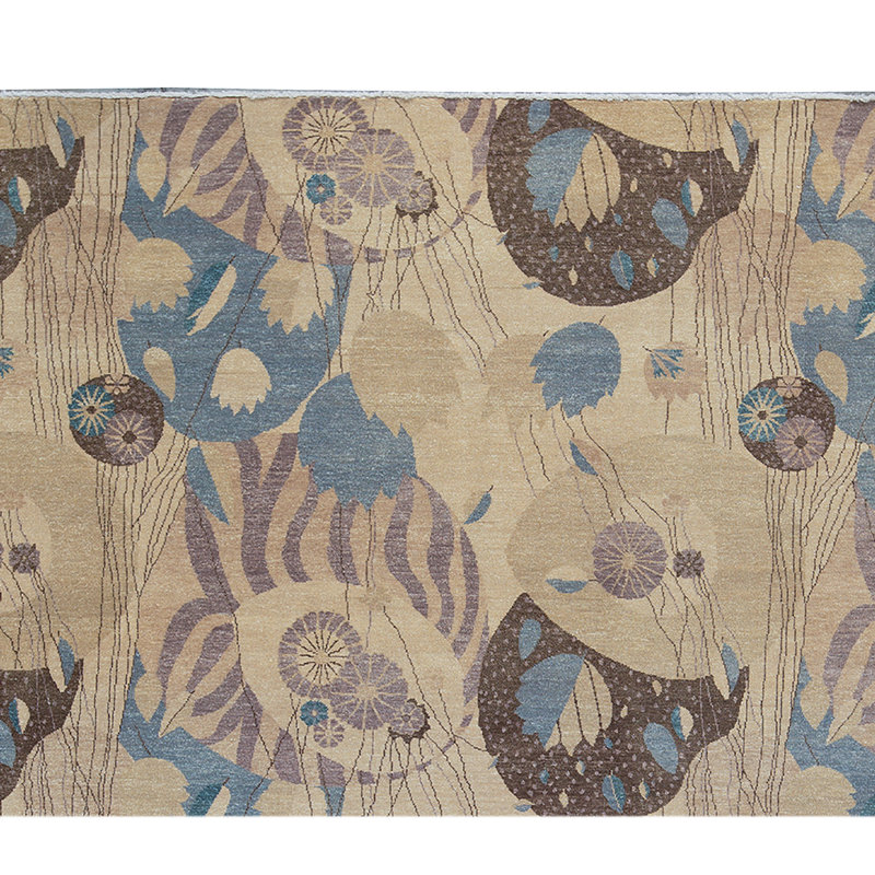 Tapis ivoire et ivoire noué à la main de haute qualité