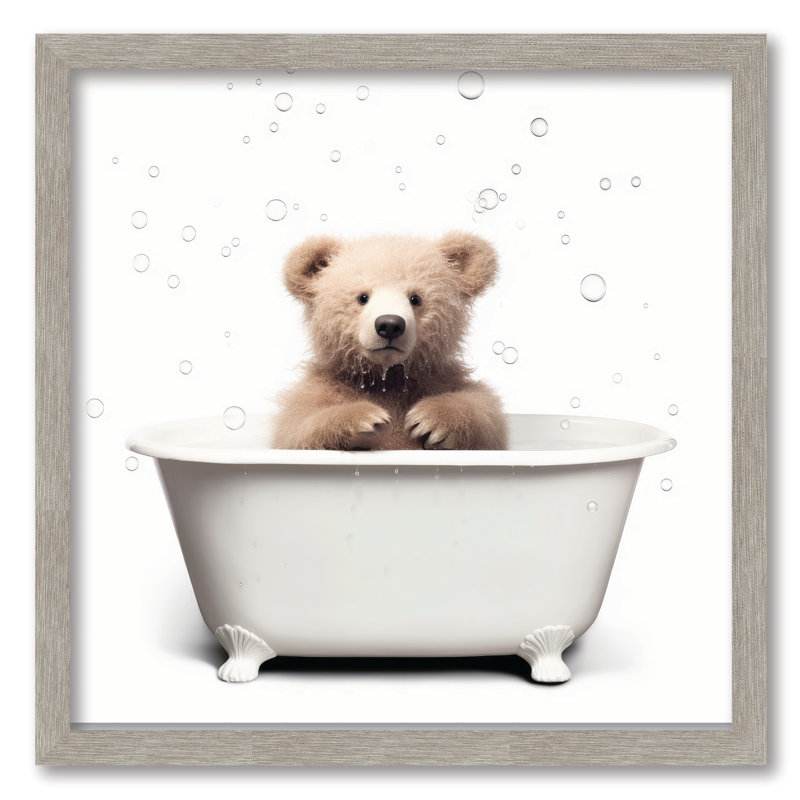 Tableau encadré Artful Animal Bath Scenes Brown Bear I 16 x 16