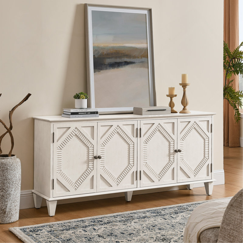 Buffet 65,5 po Mid Century Modern Buffet, Blanc