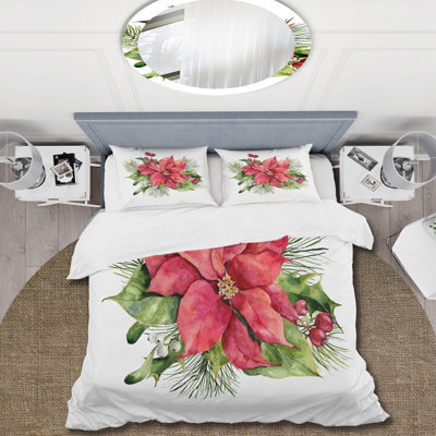 Red/Green/White Microfiber Duvet Cover Set